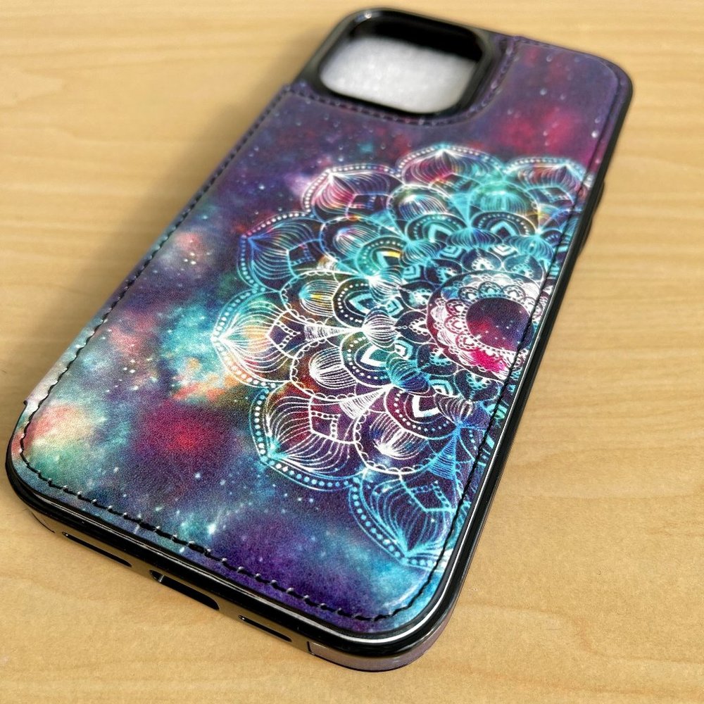 For iPhone 13 Pro 6.1 inch Case Credit Card Holder Luxury PU Leather, Mandala